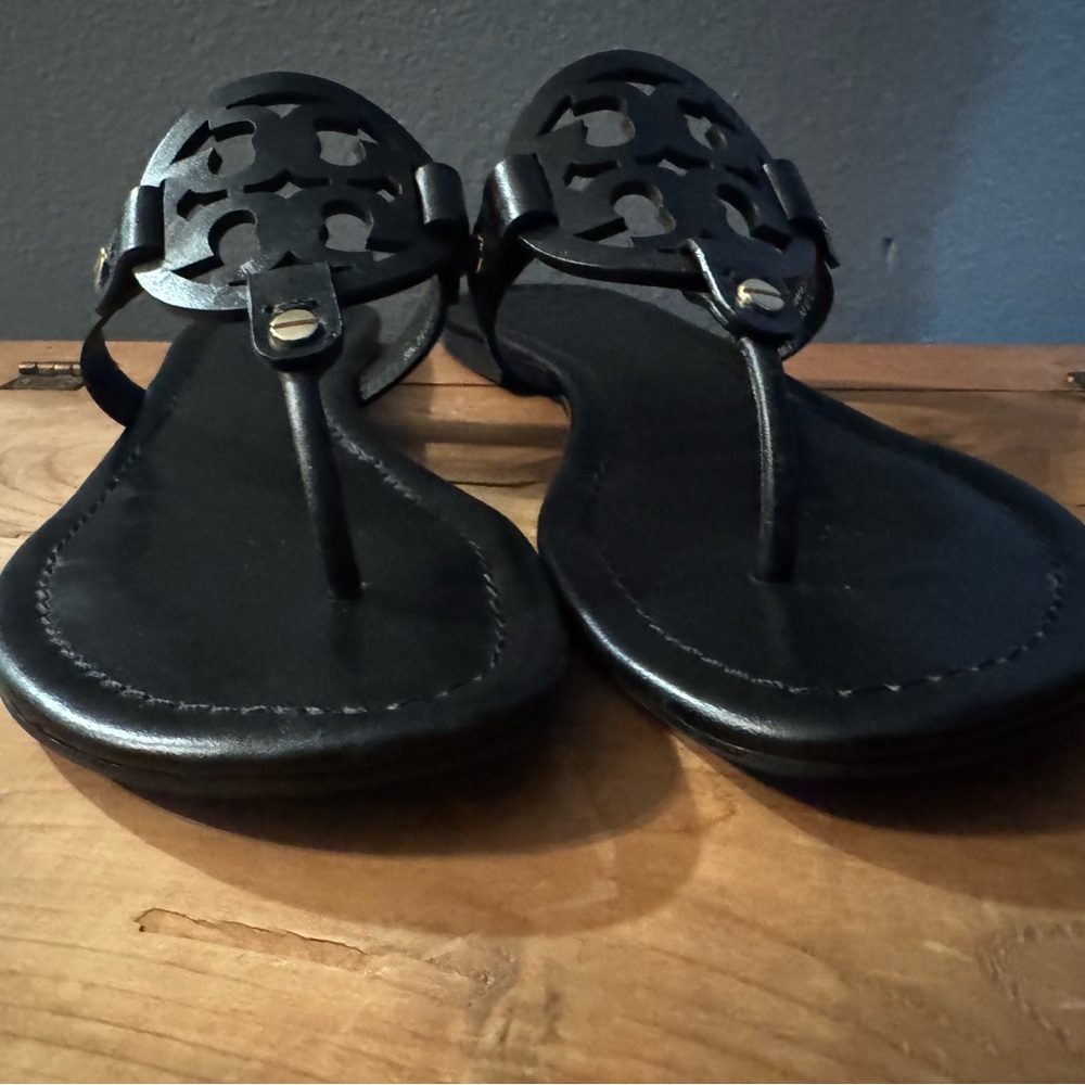 Tory Burch Black Miller Logo Cutout Sandals - Women